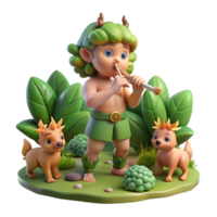 impressive artistic A mischievous Pan, the god of the wild, playing his pipes in a forest grove, surrounded by nymphs. Fauvist style premium png