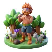 wonderful contemporary A mischievous Pan, the god of the wild, playing his pipes in a forest grove, surrounded by nymphs. Fauvist style high resolution png