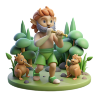 extraordinary creative A mischievous Pan, the god of the wild, playing his pipes in a forest grove, surrounded by nymphs. Fauvist style high resolution png