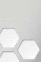 Cement vertical background with 3D rounded hexagon pattern frame paper cut style graphic illustration have blank space. vector