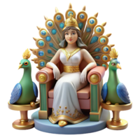 extraordinary creative A regal Hera, the queen of the gods, seated on a throne, surrounded by peacocks. Byzantine style exclusive png