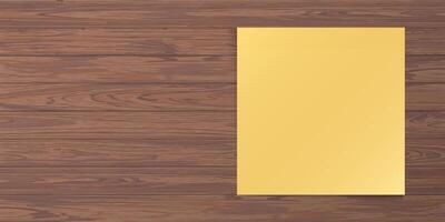 Blank syicky notes paper square shape stick on cut timber panels mocha mousse tone background graphic illustration. vector