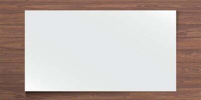 Blank paper rectangle shape on cut timber panels mocha mousse tone background graphic illustration. Empty business card template with wooden background. vector