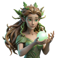 serene creative An elegant dryad with bark-like skin and flowing vines for hair, cradling a glowing orb of sunlight, in a Pre-Raphaelite style with soft, diffused lighting exclusive png