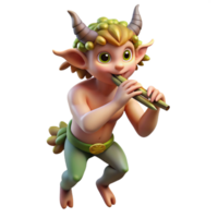 magnificent artistic A mischievous satyr playing a pan flute, surrounded by dancing nymphs in a sun-drenched forest glade, painted in the Impressionist style exclusive png