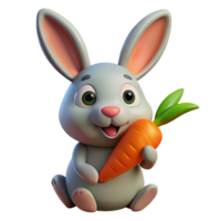 magnificent traditional A curious rabbit nibbling on a carrot, cute cartoon style, bright studio lighting authentic png