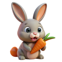 extraordinary artistic A curious rabbit nibbling on a carrot, cute cartoon style, bright studio lighting high resolution png
