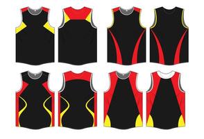 Black and red color combination of running jersey template vector