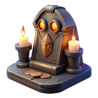 magnificent rustic A wise oracle with glowing eyes, consulting ancient runes carved into a stone tablet, illuminated by candlelight, in a mysterious, gothic style detailed png