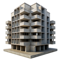 serene classic Brutalist concrete apartment block, repetitive geometric patterns, harsh shadows, overcast sky, documentary photography style professional png