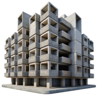 wonderful artistic Brutalist concrete apartment block, repetitive geometric patterns, harsh shadows, overcast sky, documentary photography style detailed png