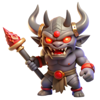 dramatic abstract A fearsome oni with sharp horns and glowing red eyes, wielding a giant kanabo club, in a Japanese folklore-inspired style exclusive png