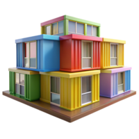 dramatic creative Prefabricated modular housing units, colorful design, stacked configuration, bright daylight, architectural visualization high resolution png