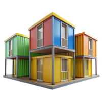 stunning classic Prefabricated modular housing units, colorful design, stacked configuration, bright daylight, architectural visualization professional png