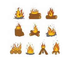 A collection of scout and adventure firewood illustrations, for camping designs, scouting materials, survival guides, and adventure-themed projects. vector