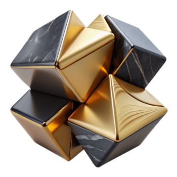 hermosa rústico fracturado geométrico formas de pulido obsidiana y cepillado oro, intersectando y superposición, iluminado por afilado, contrastando claroscuro Encendiendo, en un cubista estilo detallado png