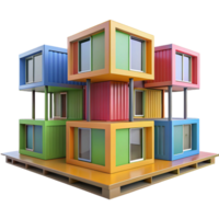 wonderful contemporary Prefabricated modular housing units, colorful design, stacked configuration, bright daylight, architectural visualization original png
