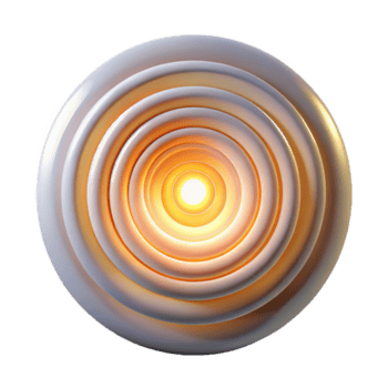elegant contemporary A series of concentric circles radiating outwards, creating a sense of motion and energy, illuminated by a bright, central light source, in an Op Art style authentic png