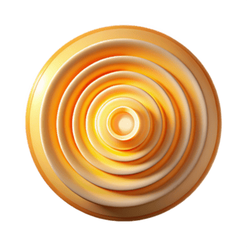 serene minimalist A series of concentric circles radiating outwards, creating a sense of motion and energy, illuminated by a bright, central light source, in an Op Art style high resolution png