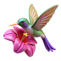 extraordinary abstract A tiny hummingbird sipping nectar from a vibrant fuchsia flower, close-up, macro photography, soft diffused lighting genuine png