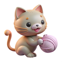 stunning classic A playful kitten batting at a ball of yarn, soft lighting, pastel colors, cute style professional png