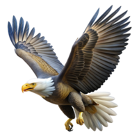 stunning minimalist A majestic bald eagle soaring through the sky, dynamic pose, dramatic lighting, realistic style detailed png