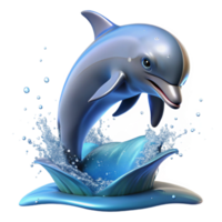 vibrant abstract A playful dolphin leaping out of the water, ocean scene, sparkling water, dynamic lighting high resolution png