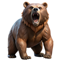 impressive abstract A powerful grizzly bear standing on its hind legs, roaring fiercely. Dramatic backlighting. Oil painting style 4K png