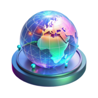 magnificent contemporary A holographic projection of a world map, displaying real-time data streams, illuminated by a dynamic, shifting light, in a data visualization style professional png