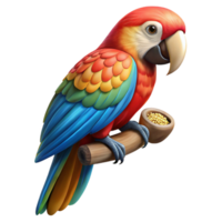 stunning rustic A colorful macaw parrot perched on a branch, nibbling on a nut. Studio lighting, vibrant colors. Digital art style high resolution png