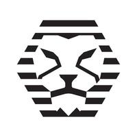 Lion head and hexagon vector