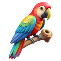 wonderful vintage A colorful macaw parrot perched on a branch, nibbling on a nut. Studio lighting, vibrant colors. Digital art style high quality png