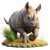 extraordinary vintage A powerful rhinoceros charging through the grasslands. Action photography, dusty environment high quality png