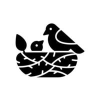 Icon of birds feeding its young in the nest vector