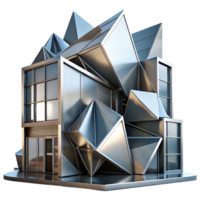 magnificent classic Deconstructivist building, fragmented forms, sharp angles, metallic cladding, dramatic lighting, 8k, high detail, 4K png