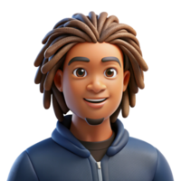 serene contemporary Portrait of a young man with dreadlocks and a confident gaze, rim lighting, in the style of a graphic novel high resolution png