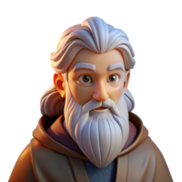 elegant vintage Portrait of an elderly man with a long white beard and a wise gaze, warm candlelight, in the style of a fantasy illustration professional png
