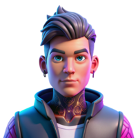 impressive vintage Portrait of a young man with tattoos and a rebellious expression, neon lighting, cyberpunk style high resolution png