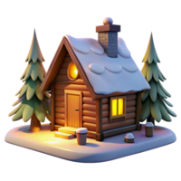elegant rustic A rustic, wooden log cabin nestled in a snowy forest. Warm, firelight with a cozy, rustic style professional png