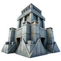 vibrant creative An imposing, brutalist concrete fortress with sharp angles and imposing walls. Cold, overcast lighting with a stark, industrial style premium png