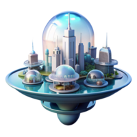 impressive abstract A futuristic, floating city with interconnected glass domes and flying vehicles. Bright, ethereal lighting with a utopian, sci-fi style professional png