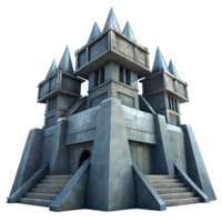 elegant abstract An imposing, brutalist concrete fortress with sharp angles and imposing walls. Cold, overcast lighting with a stark, industrial style premium png