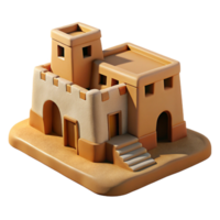 serene modern A rustic, desert pueblo made of adobe bricks with intricate carvings. Warm, desert sunlight with a textured, earthy style 4K png