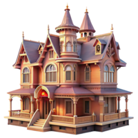extraordinary creative An elaborate, Victorian mansion with intricate gingerbread trim and a wraparound porch. Soft, nostalgic lighting with a romantic, vintage style detailed png