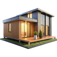 wonderful creative A modern, prefabricated modular home with sleek lines and sustainable materials. Bright, natural lighting with a minimalist, eco-friendly style original png