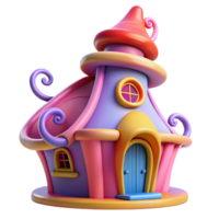 serene minimalist A whimsical, Dr. Seuss-inspired house with swirling shapes and bright colors. Playful, cartoonish lighting with a whimsical, imaginative style high quality png