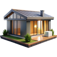 impressive rustic A modern, prefabricated modular home with sleek lines and sustainable materials. Bright, natural lighting with a minimalist, eco-friendly style high resolution png