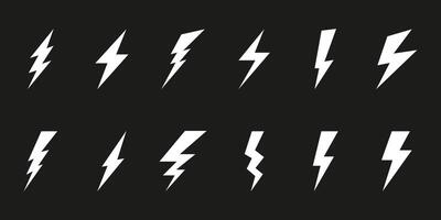 Flash thunder power icon set, flash lightning bolt icon with thunder bolt - Electric power icon symbol vector