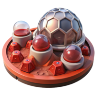impressive contemporary A futuristic, Mars colony with geodesic domes and red Martian soil. Harsh, red-tinted lighting with a scientific, futuristic style high quality png
