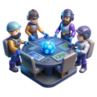 stunning classic A group of space pirates gathered around a holographic map, illuminated by the dim light of their spaceship's control panel. Gritty, realistic style genuine png